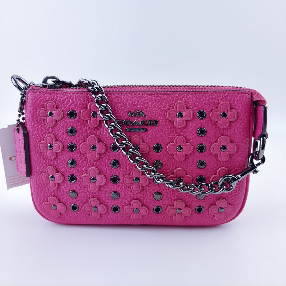 SOLD NEW Coach PINK / DAHLIA Floral Rivets
Nolita Wristlet Clutch Bag 65726